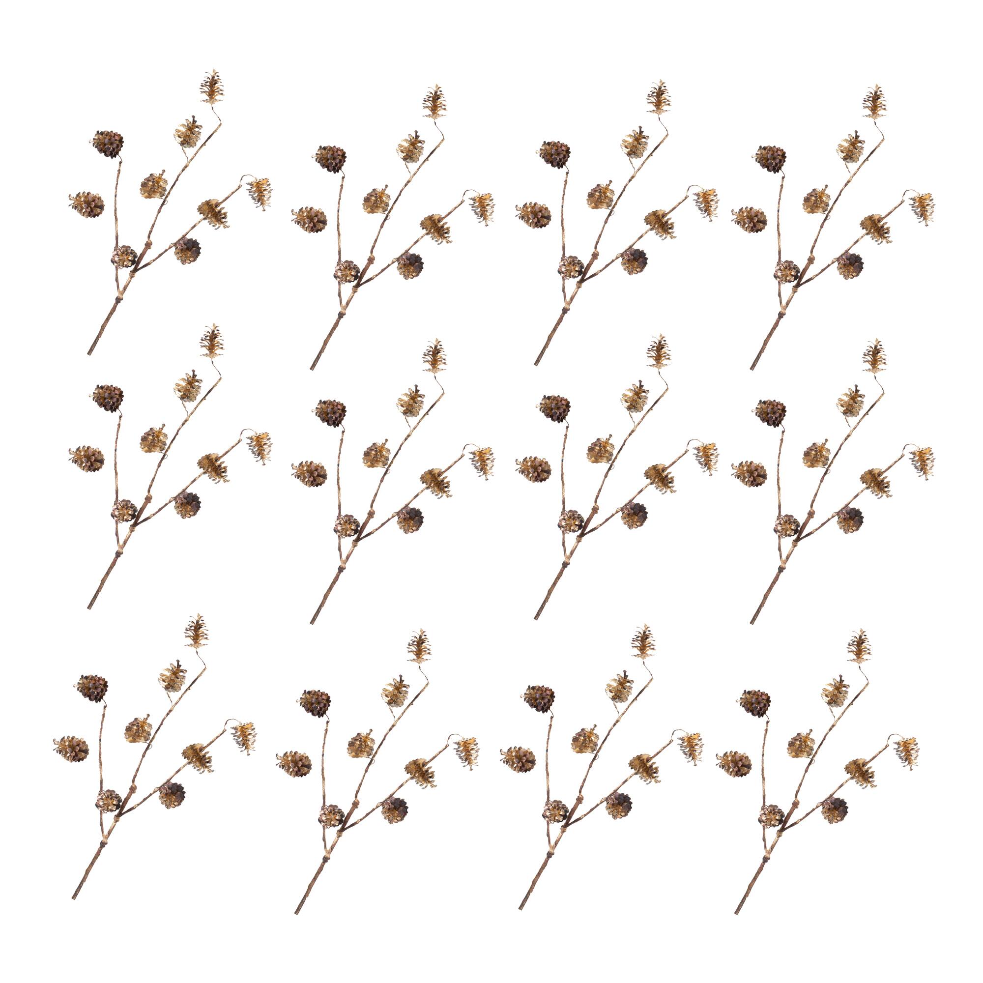 Brown & Gold Colored Pinecone Spray, 12ct.